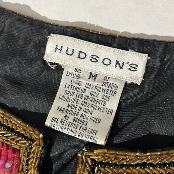 Hudson's Marshall Field's VINTAGE Silk hand sewn beaded sequin blazer medium - Picture 2 of 15